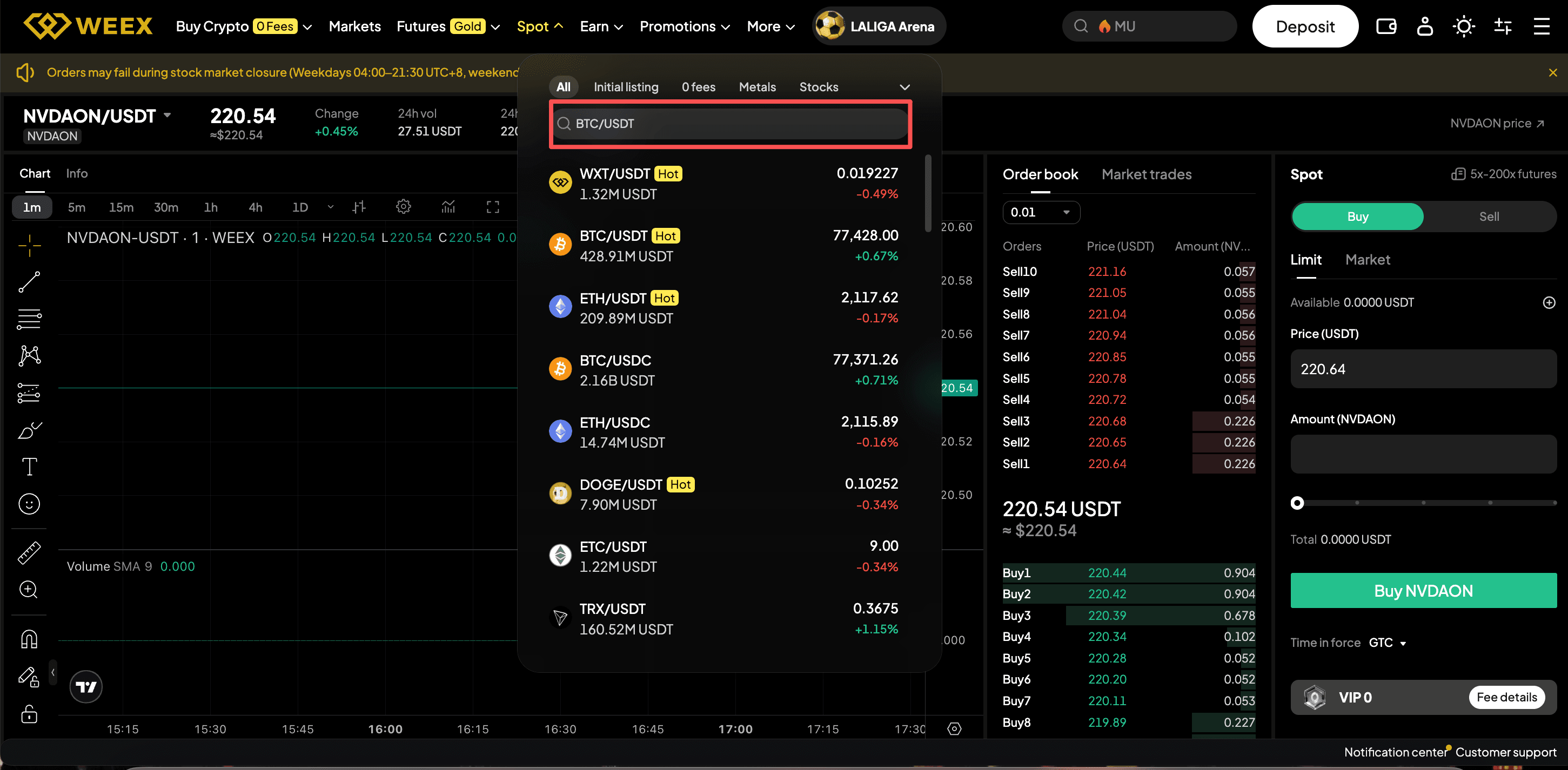 Buy Tokenized Stocks on WEEX Spot