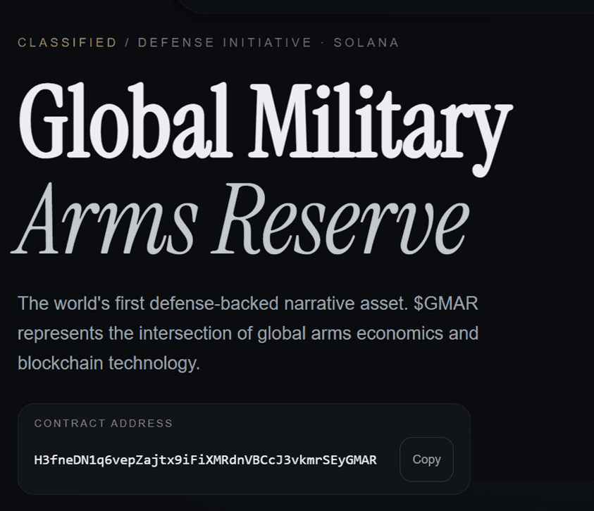 What Is Global Military Arms Reserve (GMAR) Crypto? A 2026 Reality Check