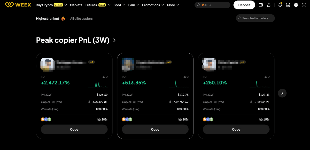 weex copy trading choose lead traders